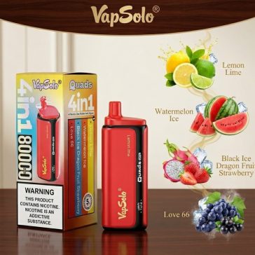   VapSolo Quads 80K /Lemon Lime/Watermelon Ice/Black Ice Dragon Fruit Strawberry/Love 66/  5%