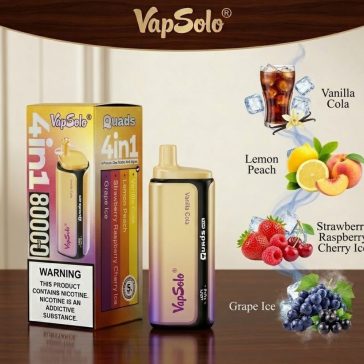   VapSolo Quads 80K /Vanilla Cola/Lemon Peach/Strawberry Raspberry Cherry Ice/Grape Ice/  5%