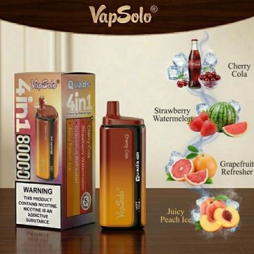  VapSolo Quads 80K /Cherry Cola/Strawberry Watermelon/Grapefruit Refresher/Juicy Peach Ice/  5%