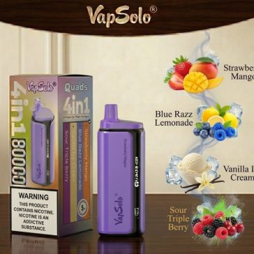   VapSolo Quads 80K /Strawberry Mango/Blue Razz Lemonade/Vanilla Ice Cream/Sour Triple Berry/ 5%